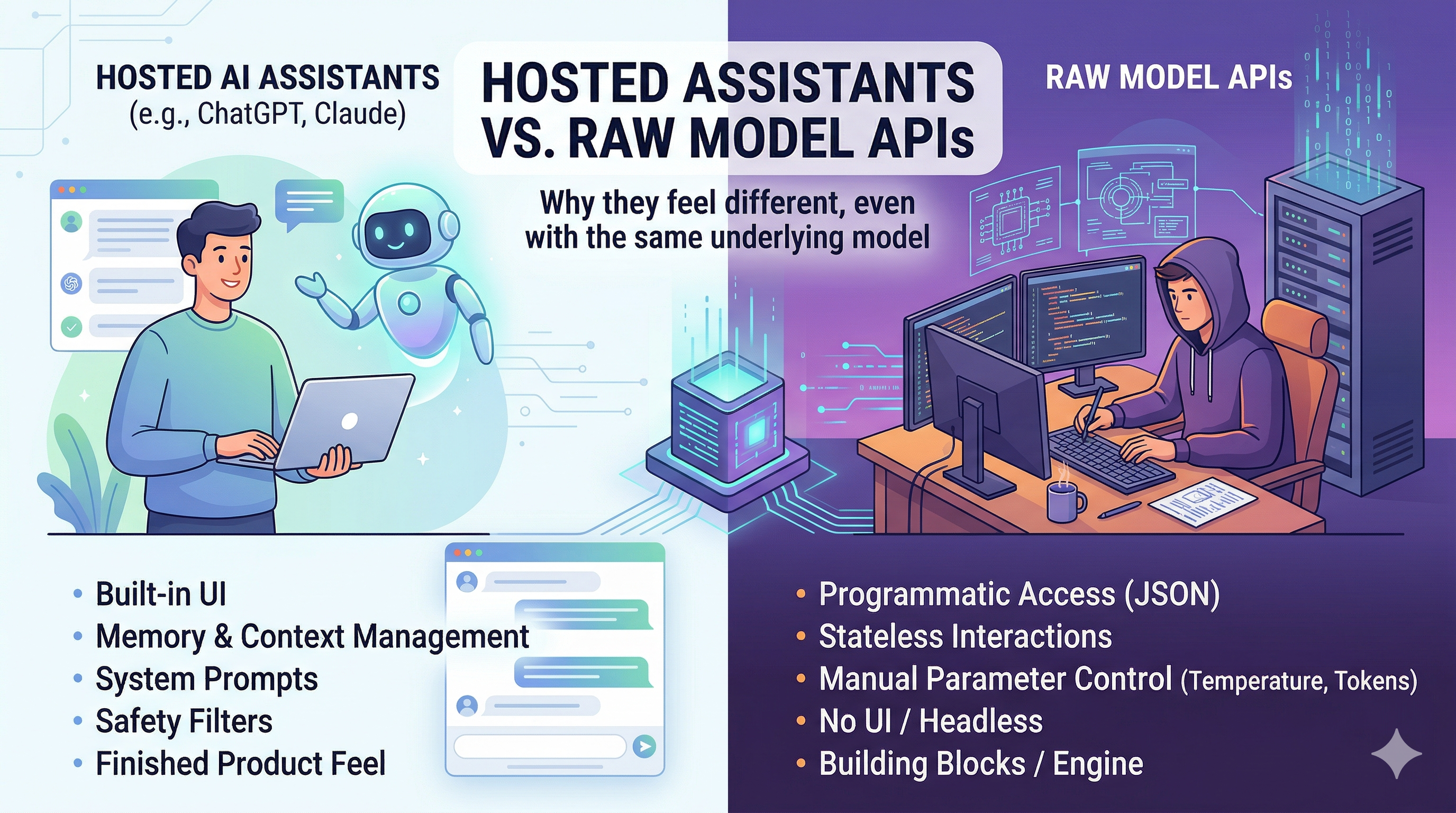 image from Why hosted assistants (ChatGPT, Claude, etc.) feel different from calling raw models